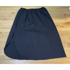 Vtg Small Vanity Fair Black 24" 1/2 Slip w/Slit Scallop Edge Retro Chic Feminine